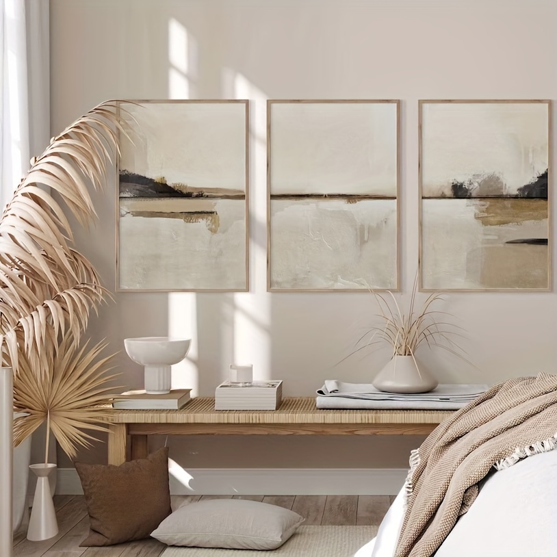Abstract Canvas Set - 3pcs/set Neutral Abstract Geometric Canvas Prints