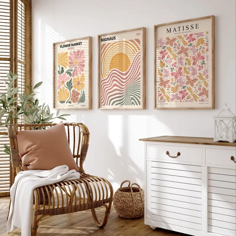 Abstract Canvas Set - 3PCS frameless decorative art print,3Pcs/Set Bohemian