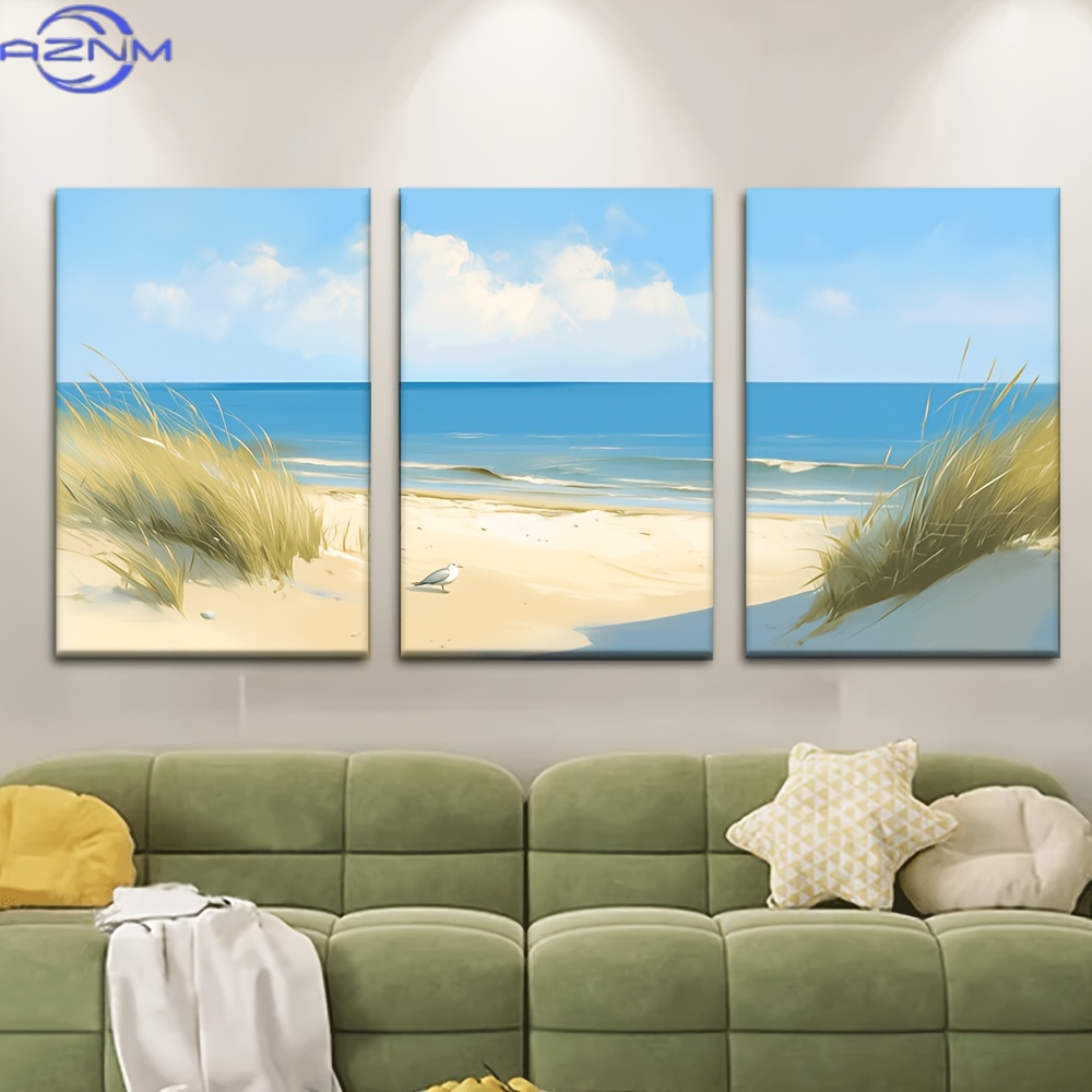 Abstract Canvas Set - 3pcs/set, Canvas painting--Unframed, calm sea on