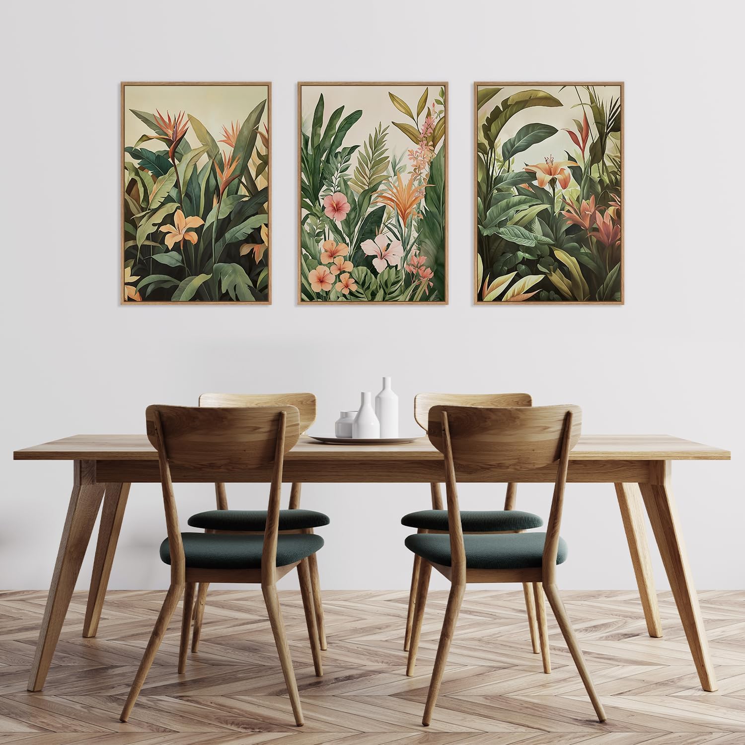 Abstract Canvas Set - 3pcs/set frameless Canvas Painting Minimalist Green