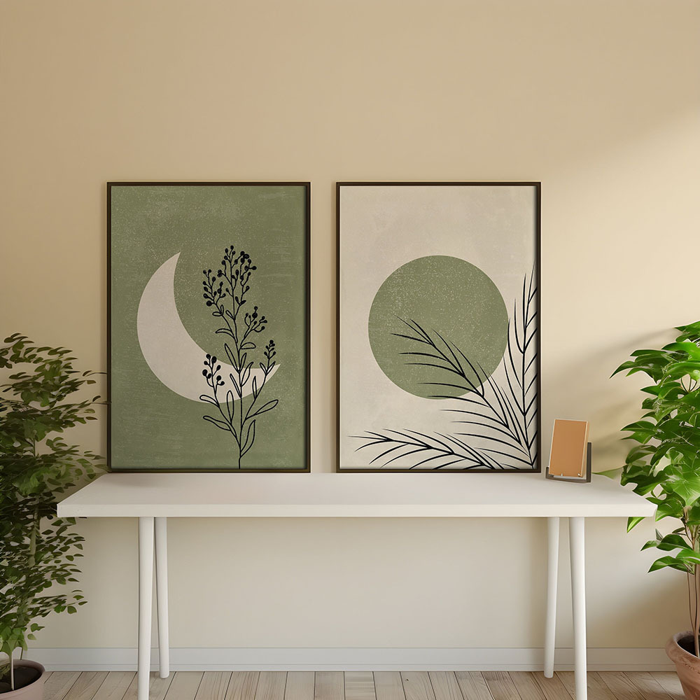 2pcs/set Bohemian Plant Moon S - đánh giá và giá Abstract Canvas Set