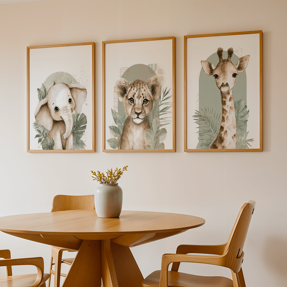 3pcs/set Retro Elephant Lion a - đánh giá và giá Abstract Canvas Set