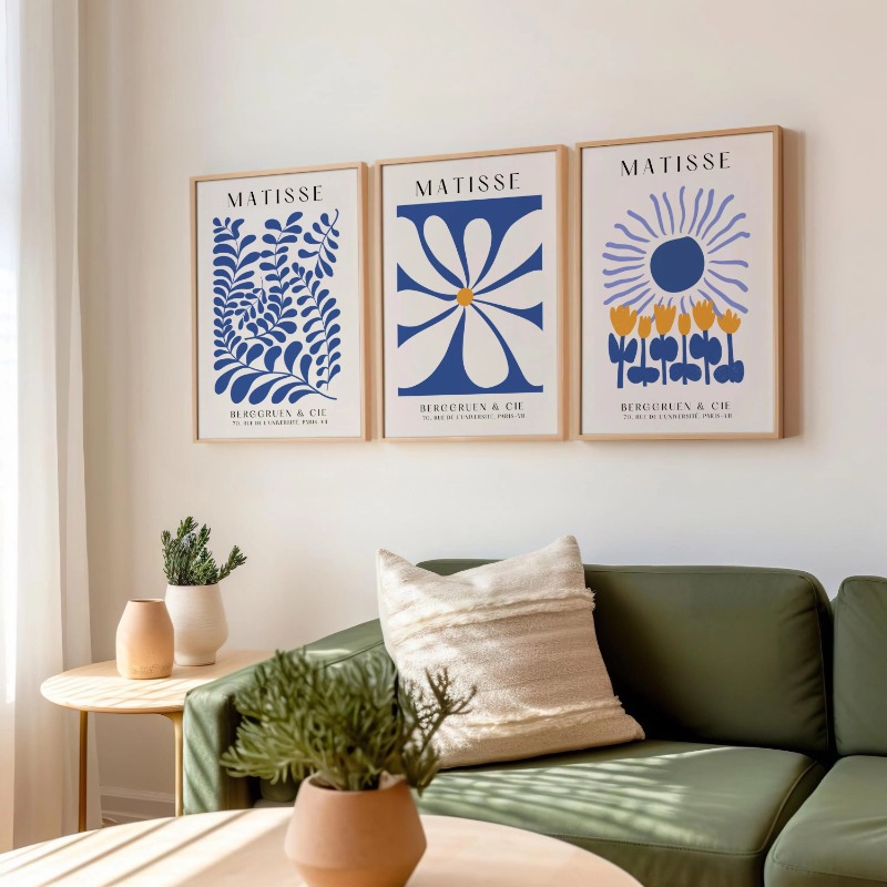 Blue Matisse Prints Set of 3 P - đánh giá và giá Abstract Canvas Set
