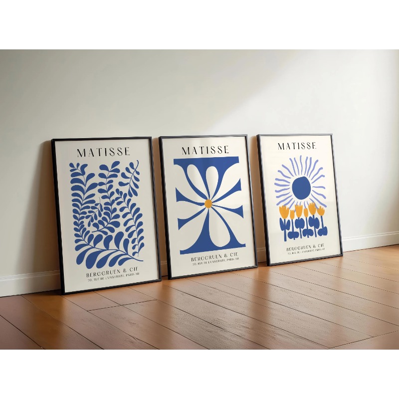 Blue Matisse Prints Set of 3 P - đánh giá và giá Abstract Canvas Set