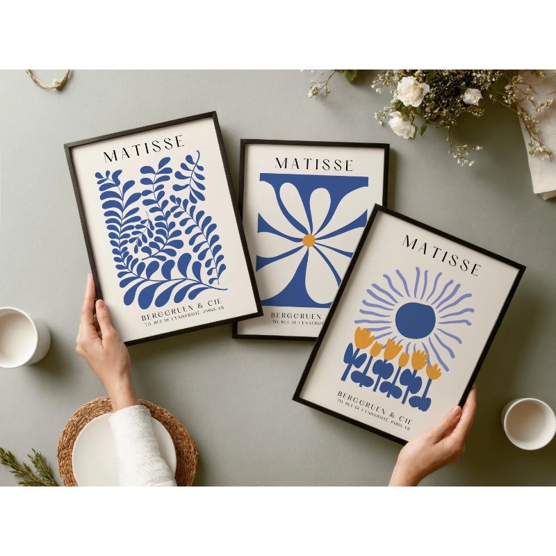 Blue Matisse Prints Set of 3 P - đánh giá và giá Abstract Canvas Set