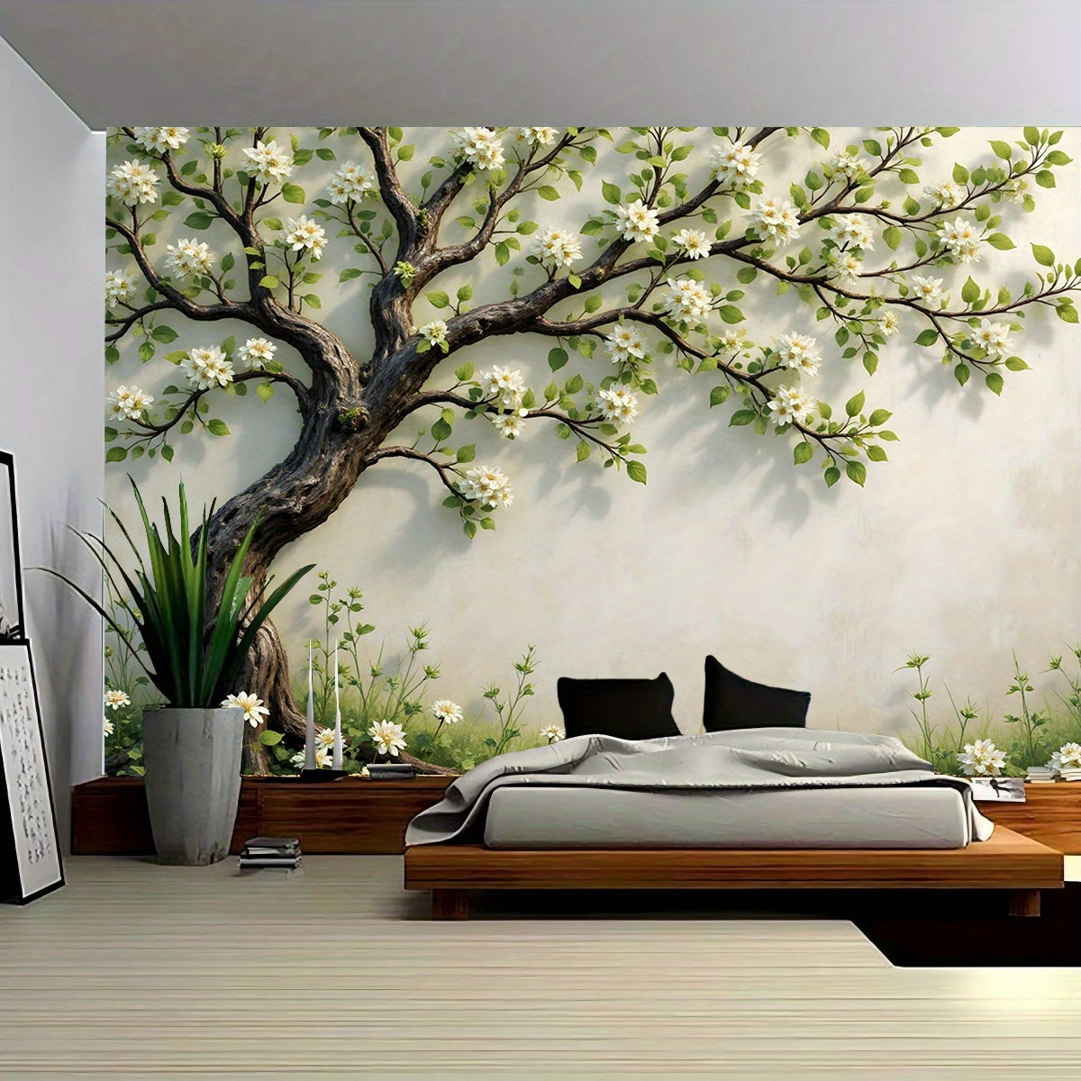 3D Blossoming Tree Wall Mural  - đánh giá và giá Interior Design Zen Style
