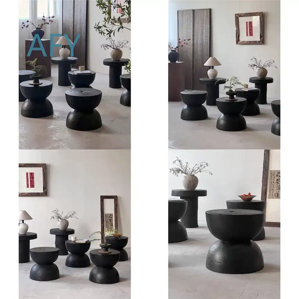 Carbonized Wood Stool for Home - đánh giá và giá Interior Design Zen Style