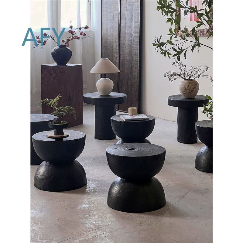 Carbonized Wood Stool for Home - đánh giá và giá Interior Design Zen Style