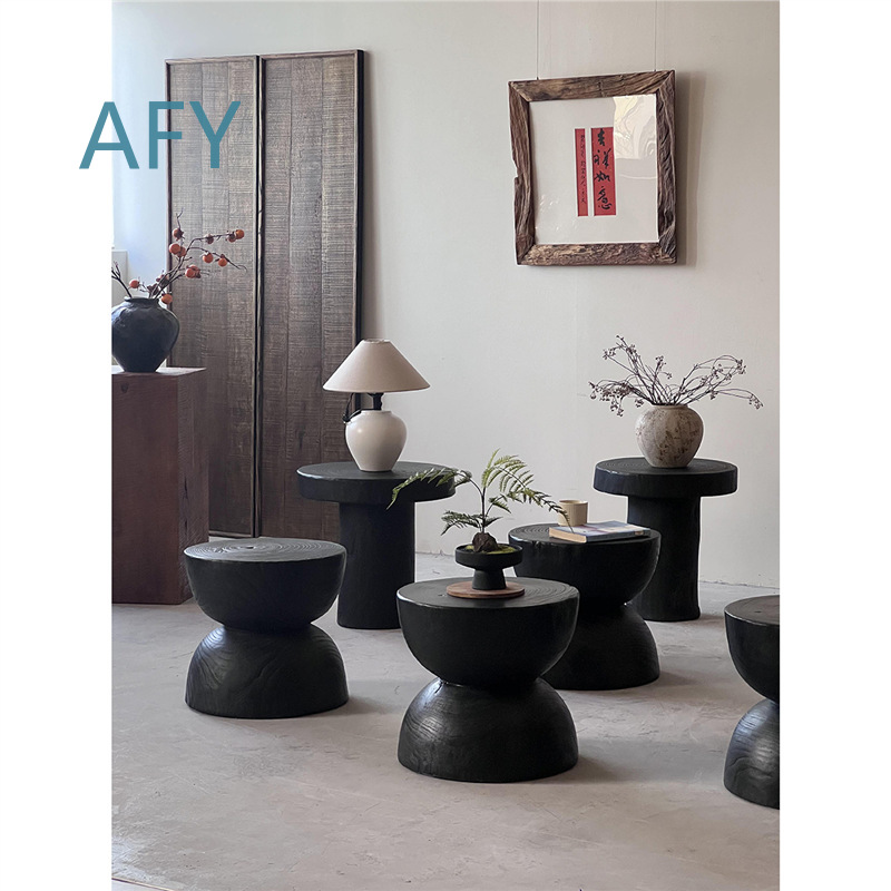 Carbonized Wood Stool for Home - đánh giá và giá Interior Design Zen Style
