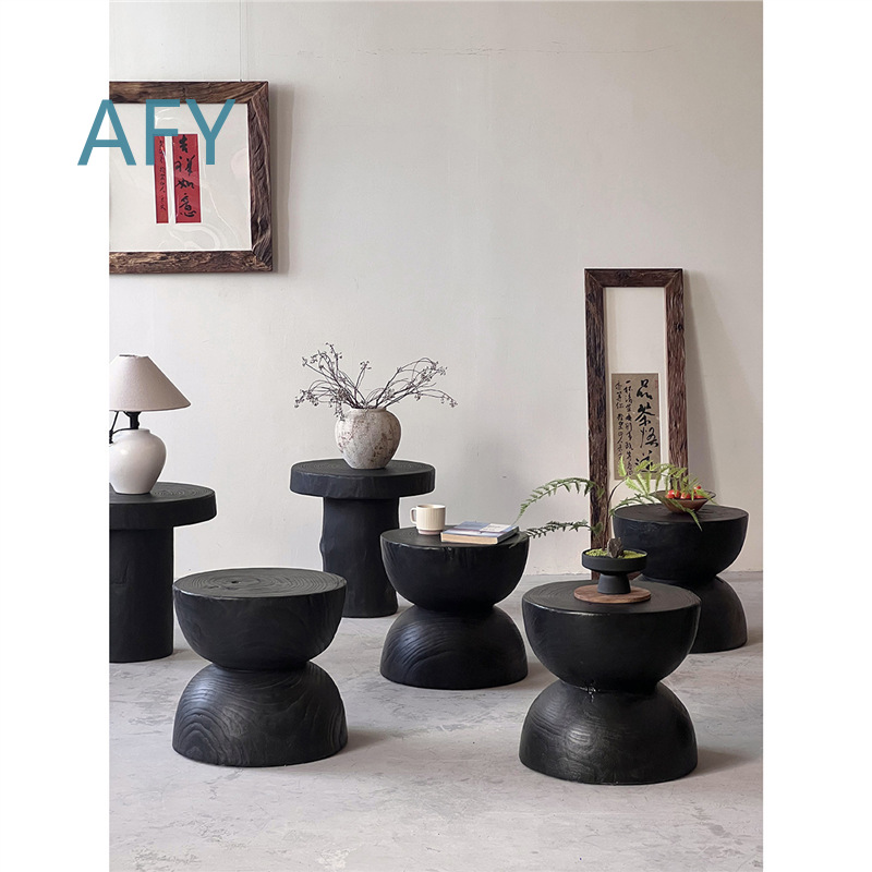 Carbonized Wood Stool for Home - đánh giá và giá Interior Design Zen Style